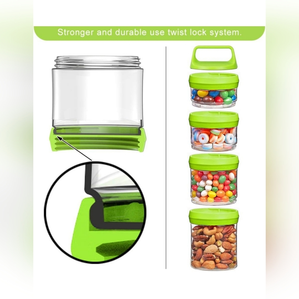 SELEWARE Stackable Snack Jars Twist Lock Stackable Containers Set Food Storage - Picture 5 of 8
